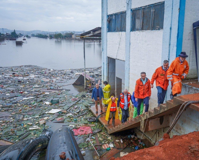 Uma das cidades alagadas do RS.