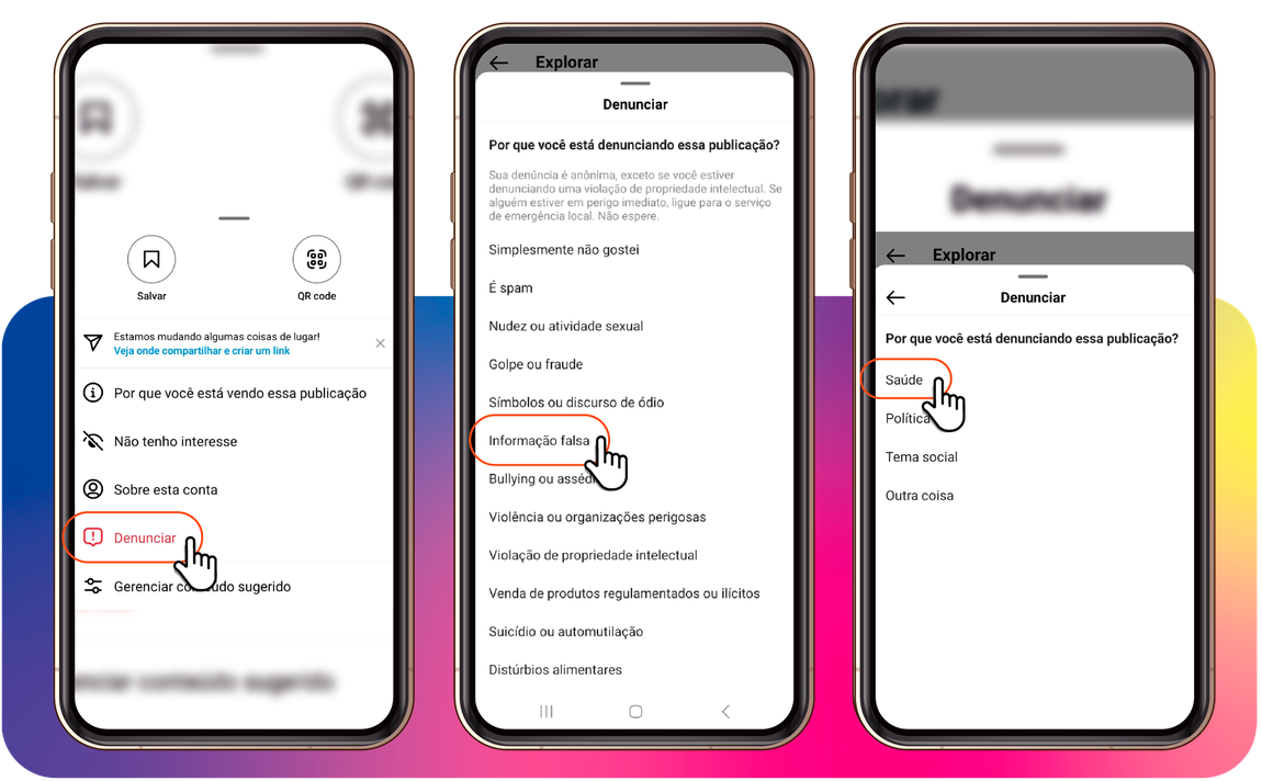 Saúde com Ciência - Clique em denunciar, Informação falsa e Saúde