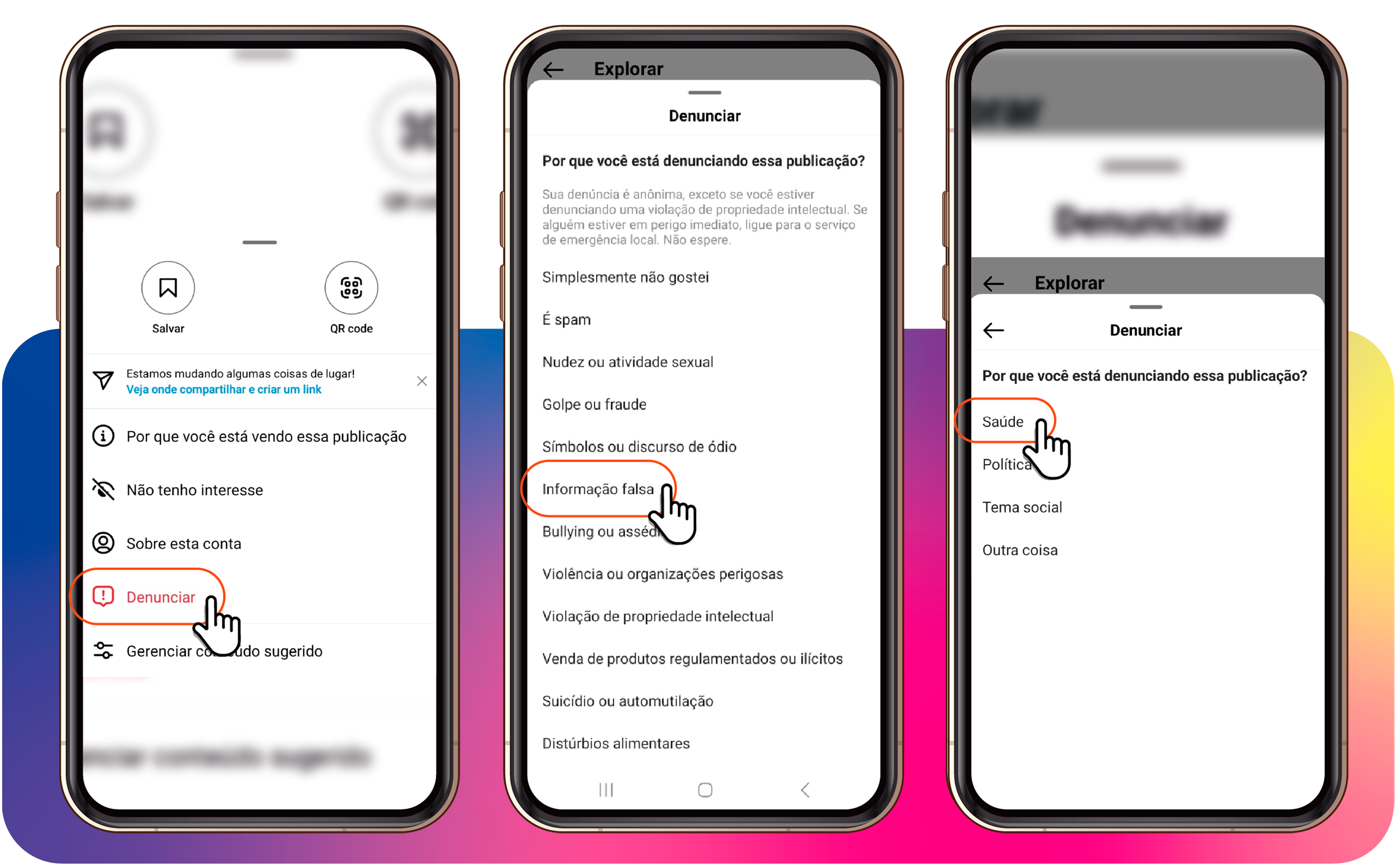 Saúde com Ciência - Clique em denunciar, Informação falsa e Saúde