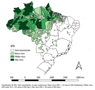 Mapa de risco por município de infecção, Brasil, 2010