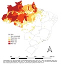Mapa de risco por município de infecção, Brasil, 2019