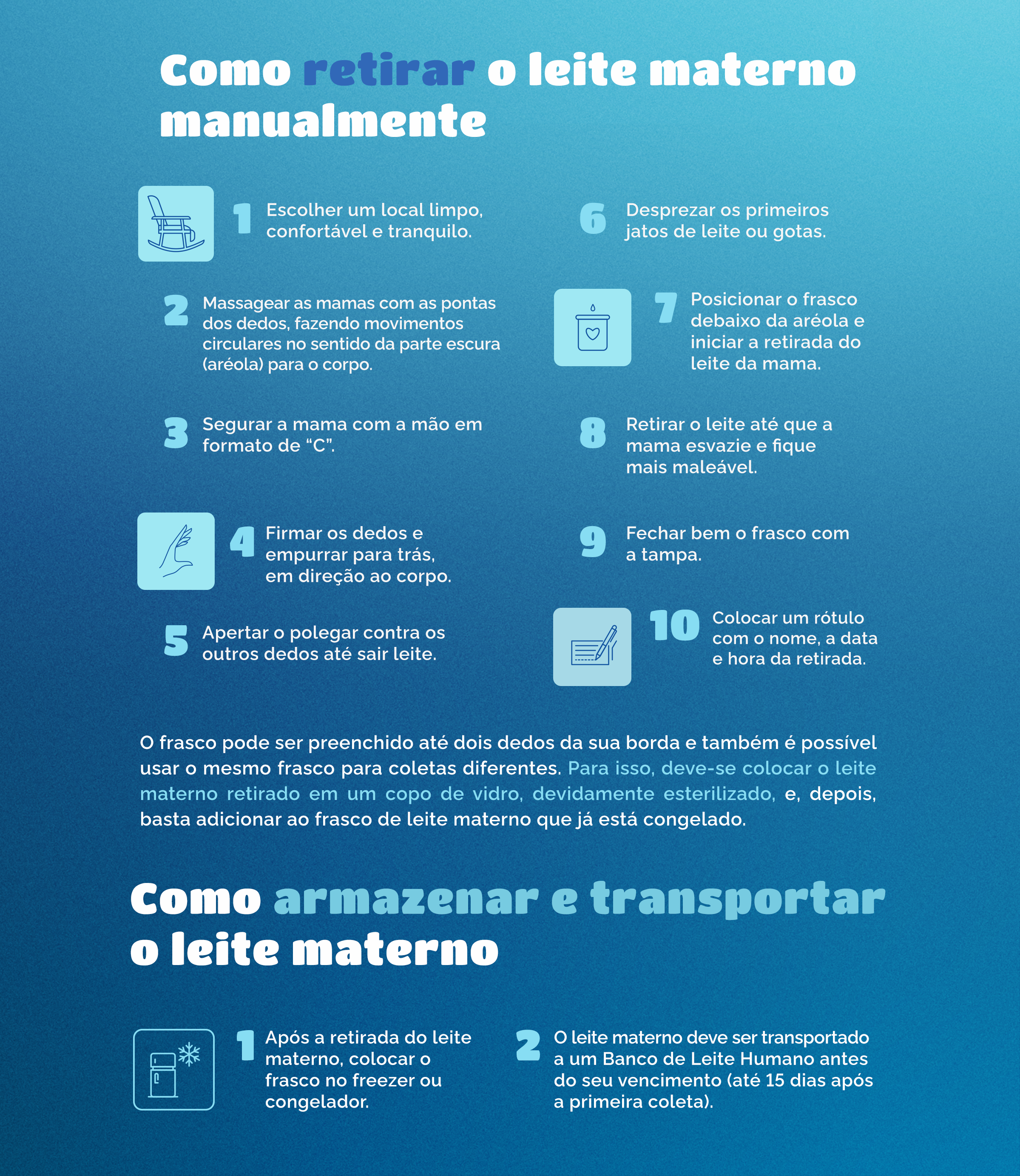 Como pode retirar o leite materno manualmente