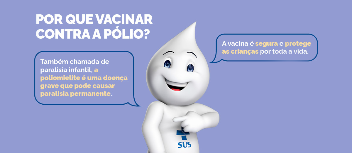 Por que vacinar contra a pólio? Também chamada de paralisia infantil, a poliomielite é uma doença grave que pode causar paralisia permanente. A vacina é segura e protege as crianças por toda a vida.