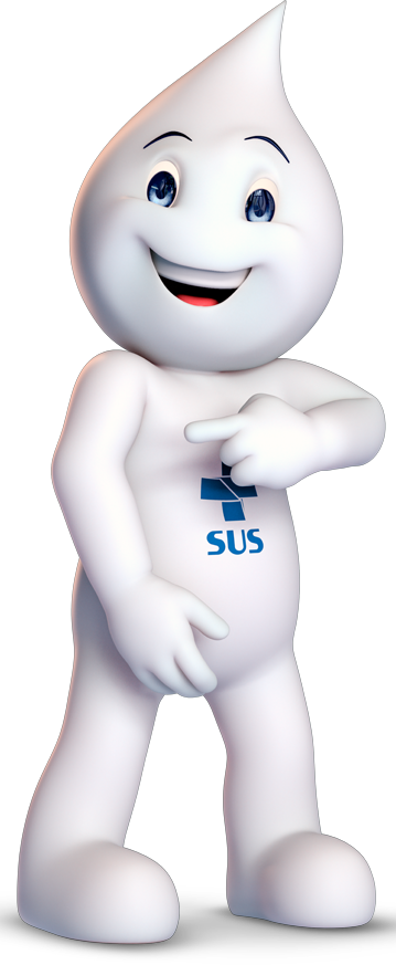 Zé gotinha apontando para o braço a ser vacinado