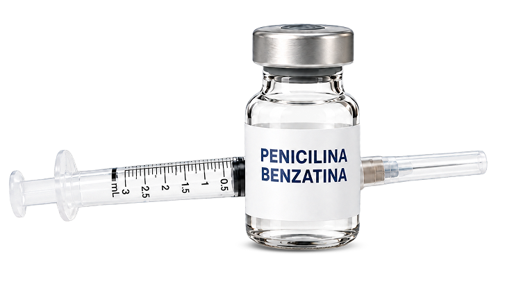frasco de penicilina benzatina com seringa 