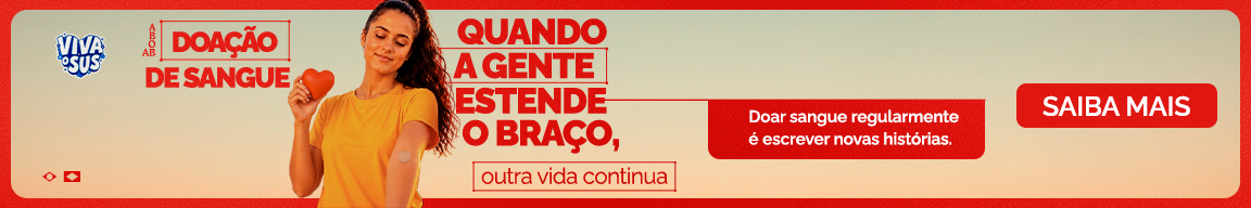 Doação de sangue. Quando a gente estende o braço, outra vida continua. Doar sangue regularmente é escrever novas histórias. Saiba mais.