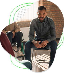 Homem em reunião para apoio