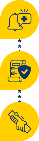 Ícones da sessão de como acionar a Força Nacional do SUS