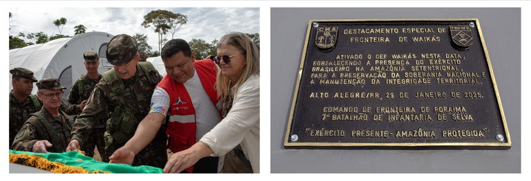 The plaque was unveiled during the inauguration of the Special Border Detachment in Waikas, in the Yanomami Indigenous Lands. Images: Bruno Mancinelle / Government House.