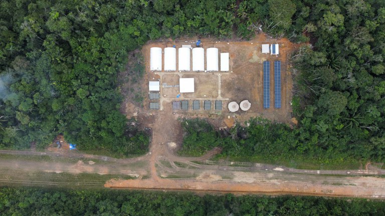 Aerial view of the Special Border Detachment (DEF) in Waikas, in the Yanomami Indigenous Land.