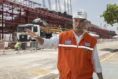 Secretário de Infraestrutura e Logística do Governo do Pará, Adler Silveira, nas obras do Porto do Futuro 2, em Belém (PA). Foto: Vitor Vasconcelos / Secom-PR