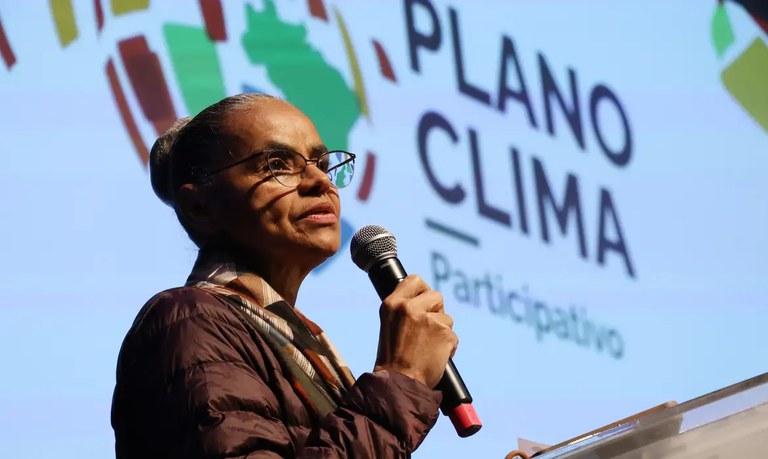 A ministra Marina Silva no lançamento do Plano Clima