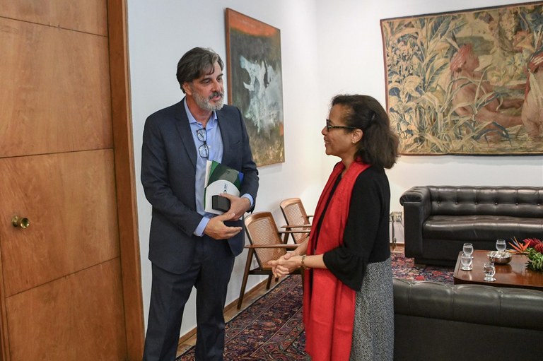 Secretário-executivo da Secom, Ricardo Zamora, e secretária-geral do Itamaraty, embaixadora Maria Laura da Rocha