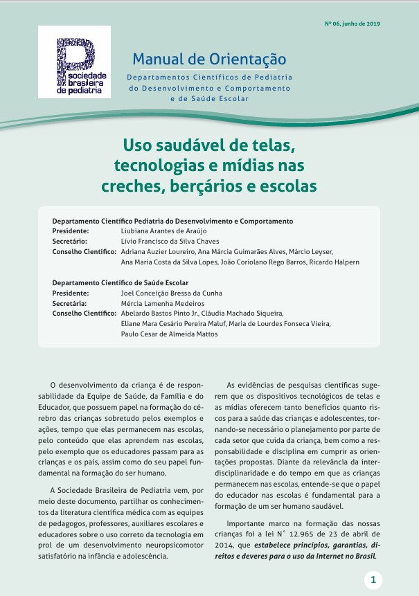 Uso saudável de telas, tecnologias e mídias nas creches, berçários e escolas