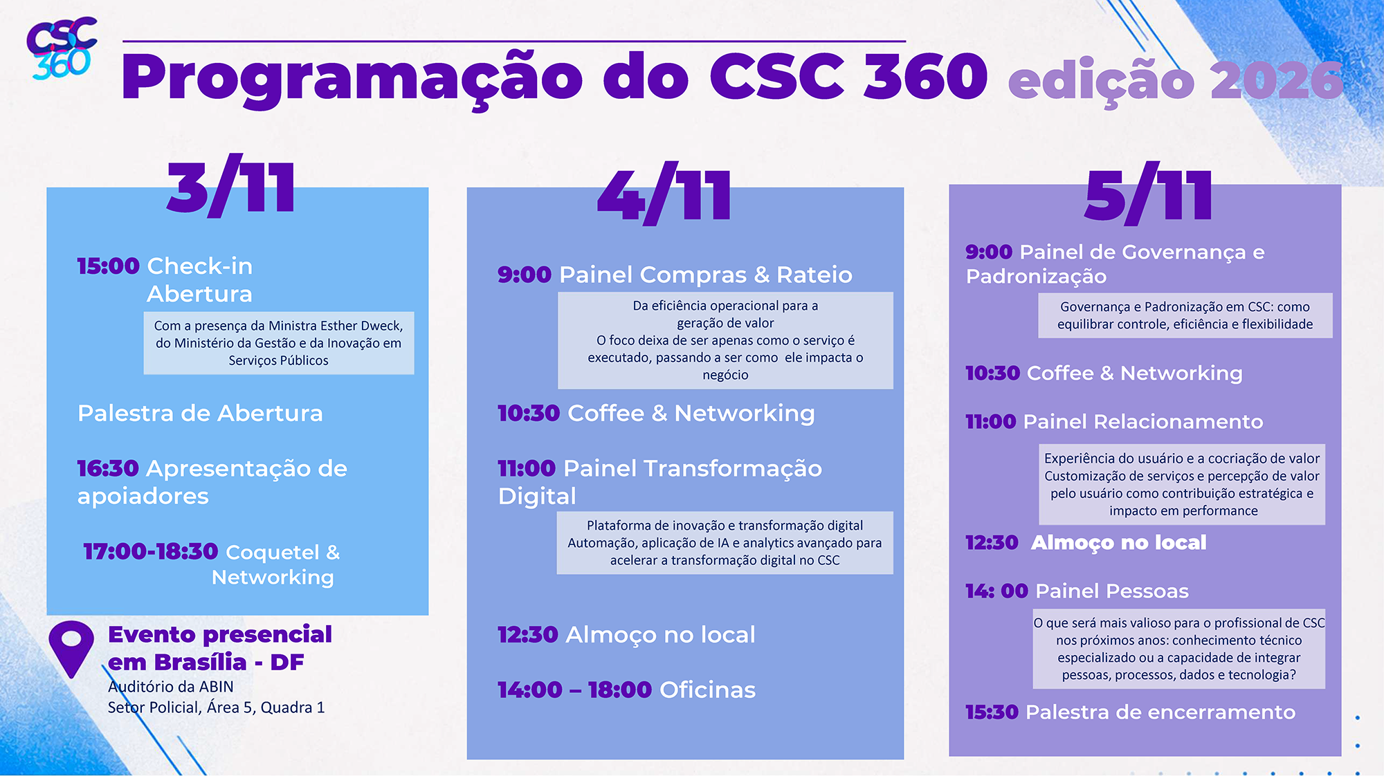 Imagem com a programação do evento