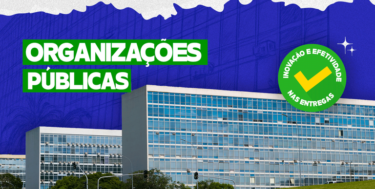 Imagem com 2 p´redios da Esplanada dos Ministérios e texto "Organizações Públicas"