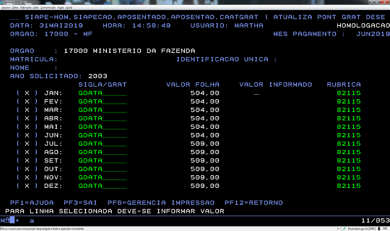 Assinalar meses na CAATGRAT