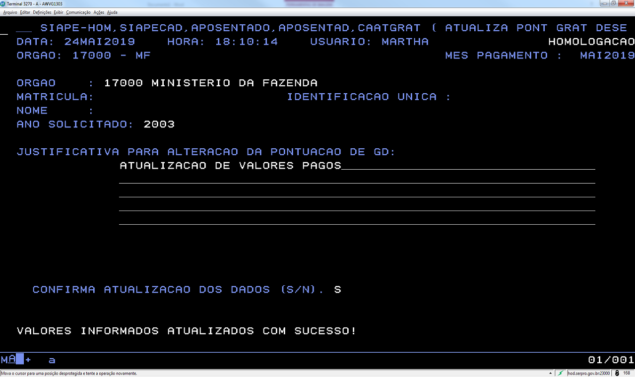 Justificativa para alteração da pontuação de GD na CAATGRAT