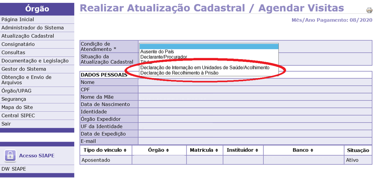 Siapenet Declaração de Recolhimento à Prisão e Internação em Unidades de Saúde - v2