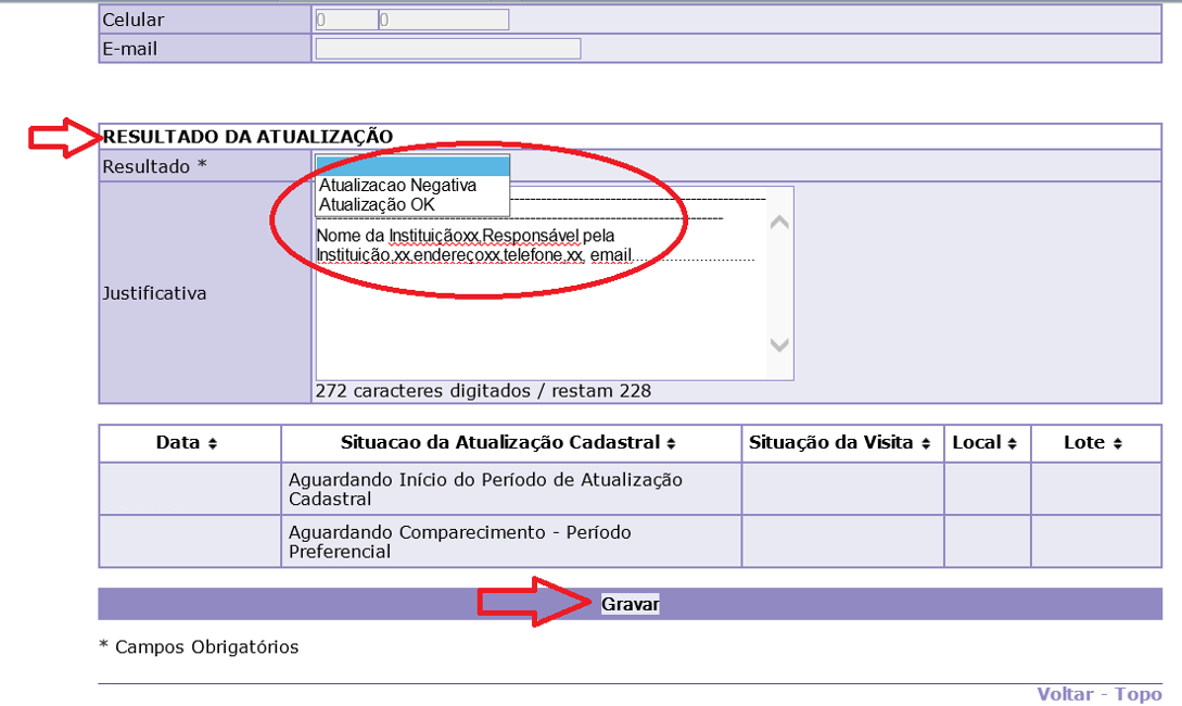 Siapenet Gravar Declaração de Recolhimento à Prisão e Unidades de Saúde ou Acolhimento