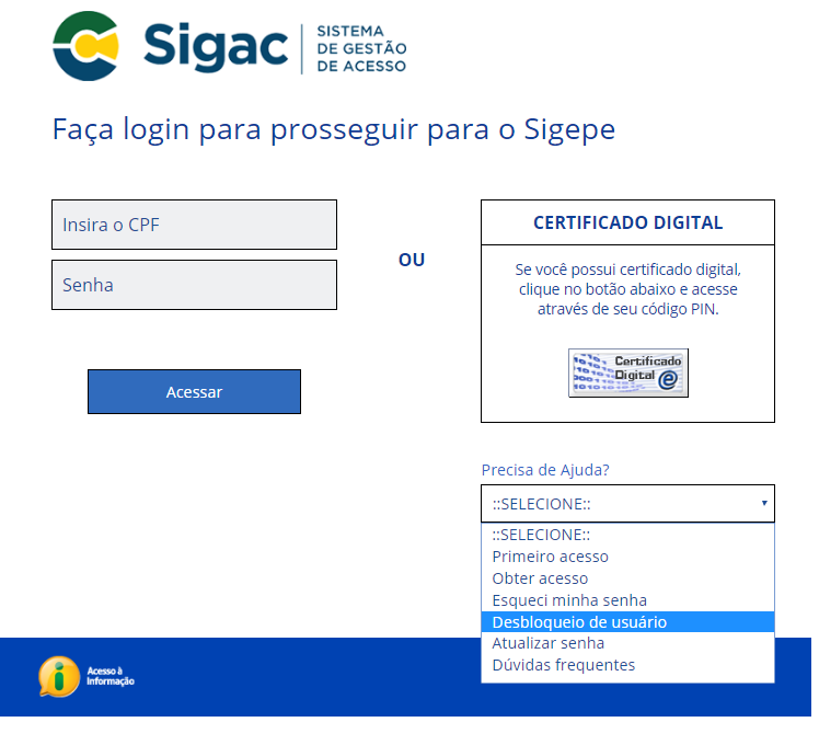 SeleoPrecisadeAjudaDesbloqueioUsurioSigac.png