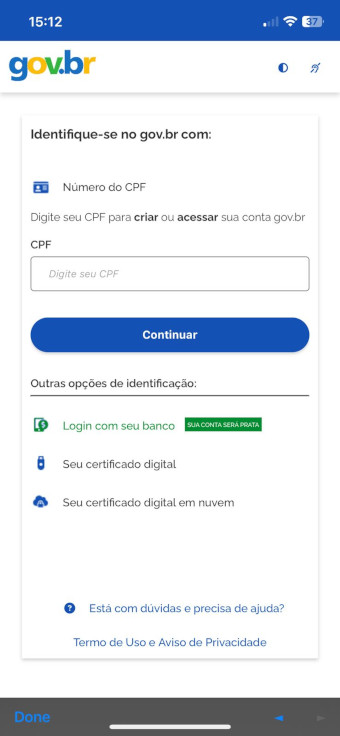 Tela Login GOV.BR - CPF