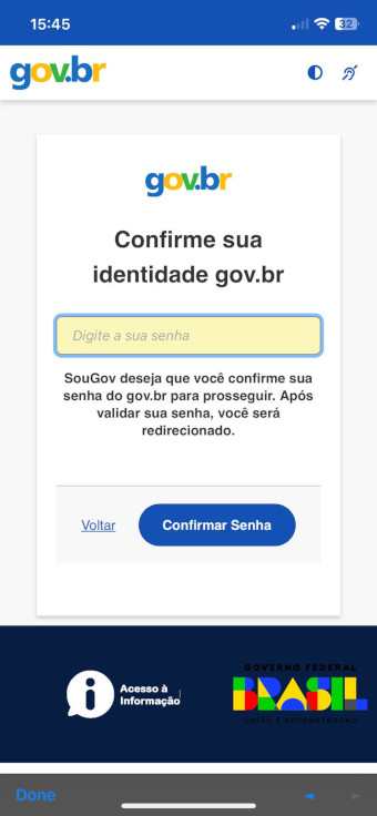 Tela Login GOV.BR - Senha