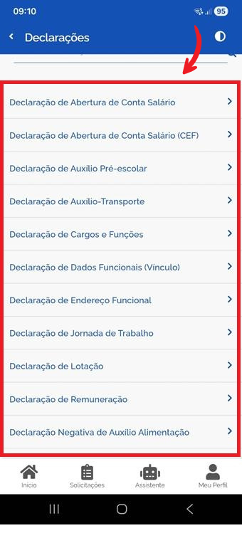 Lista de Declarações