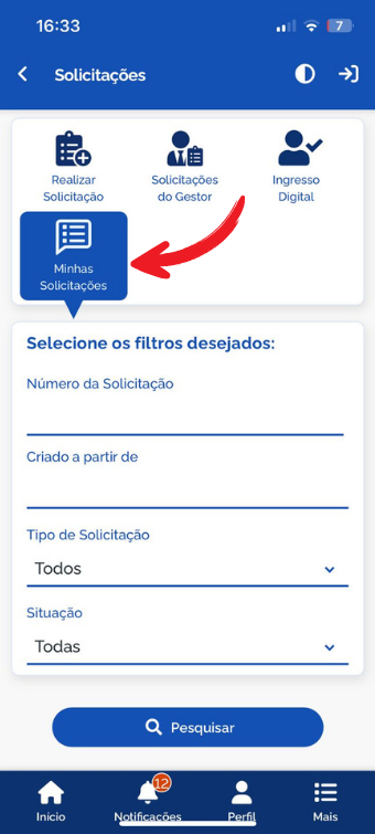 Minhas Solicitações