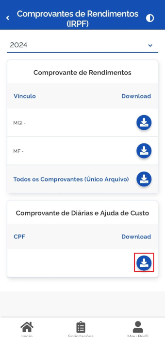 Comprovante referente às Diárias e Ajudas de Custo