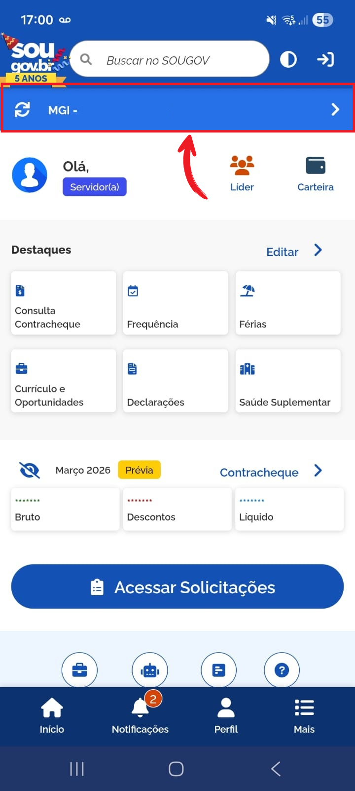 Selecionar vínculo