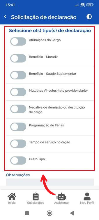 Tipos de declaração