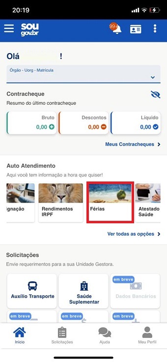 Consulta Férias - Sou Gov.br - Tela 1