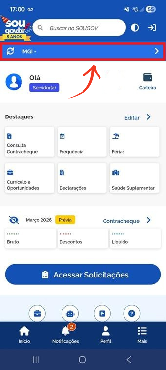Tela inicial - vínculo