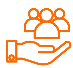 Ícone com mão acolhendo pessoas