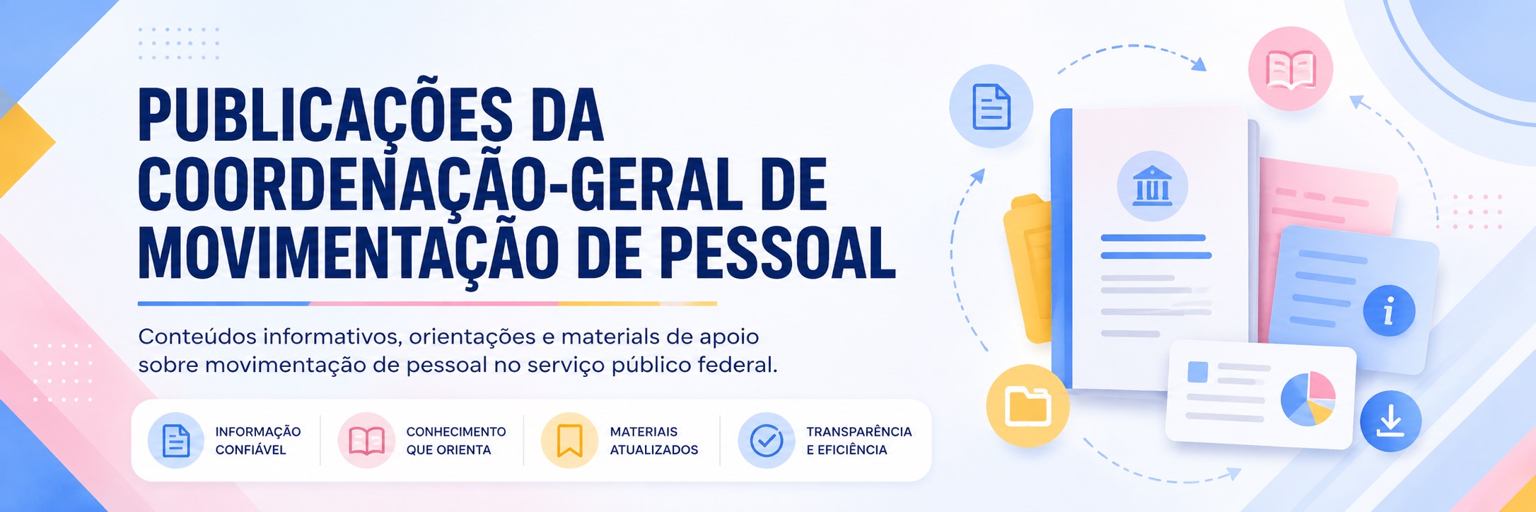 Banner com tons pastel e a frase Publicações da CGMOP