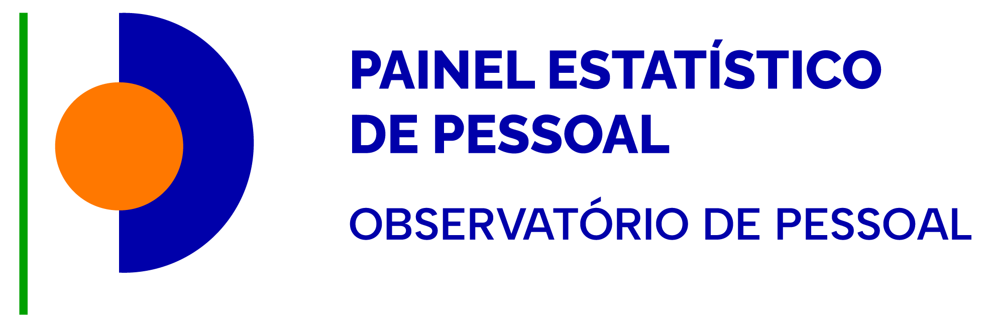 Painel Estatístico de Pessoal - Logo em formas geometricas verde, azuil e laranja