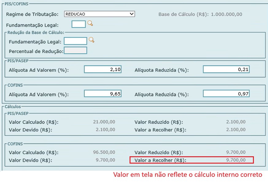 Fundamento legal alíquota reduzida Cofins