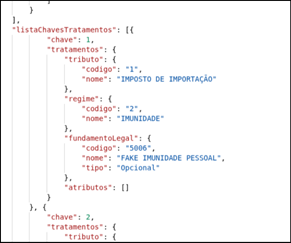 JSON lista chaves tratamento