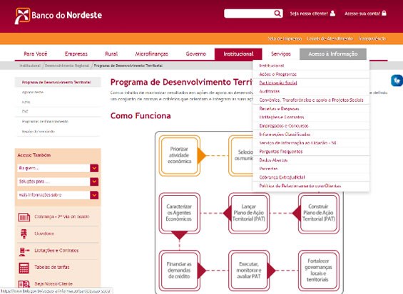 Print do site do programa de desenvolvimento territorial