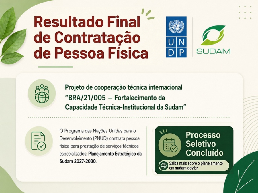 Resultado do processo seletivo para elaboração do Planejamento Estratégico 2027-2030 - SUDAM