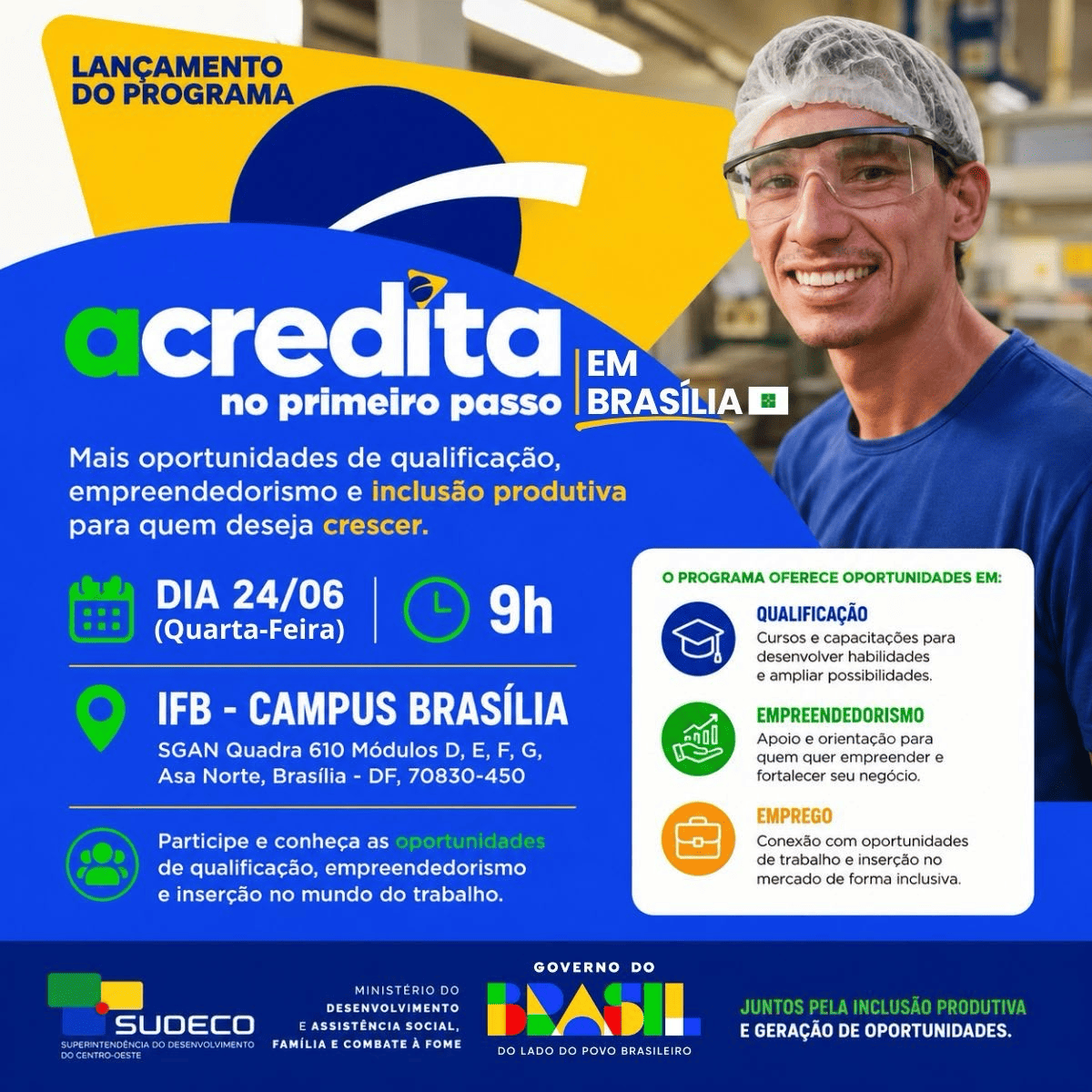 Convite do lançamento do programa Acredita no Pimeiro passo em Brasília