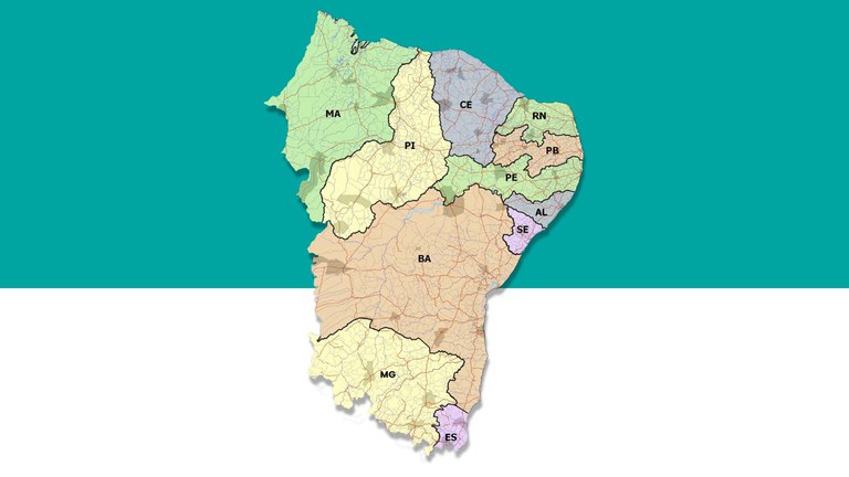 Mapa da área de atuação da Sudene