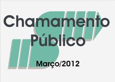 Ilustração com a logo da Sudene ao fundo e está escrito ''Chamamento Público, Março de 2012''.