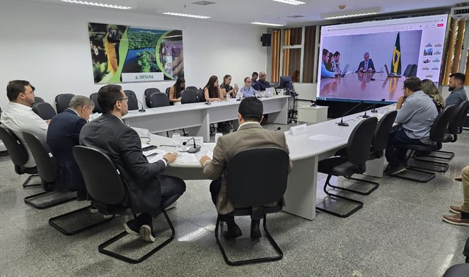 Foto mostra uma reunião por videoconferência