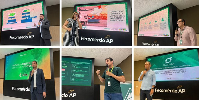 Foto mostra pessoas ministrando palestra