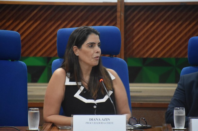 Foto mostra mulher falando ao microfone