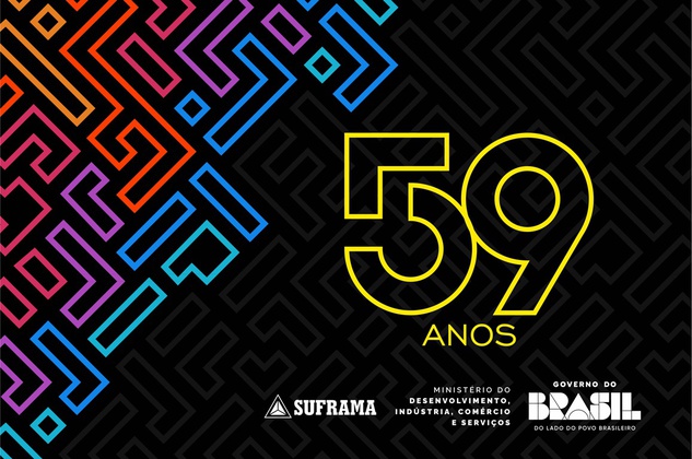 Foto mostra uma arte que faz referência a 59 anos de uma instituição