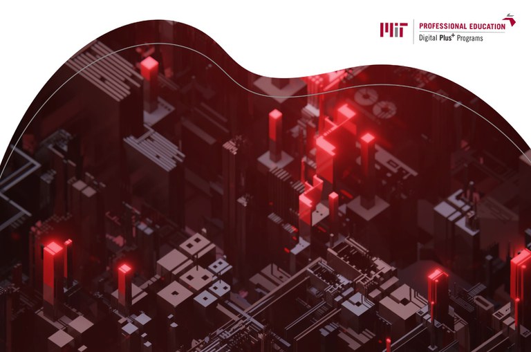 Ilustração mostra componentes digitais com logo do MIT no canto superior direito