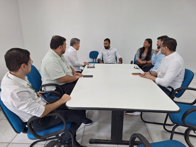 Foto mostra pessoas em uma reunião